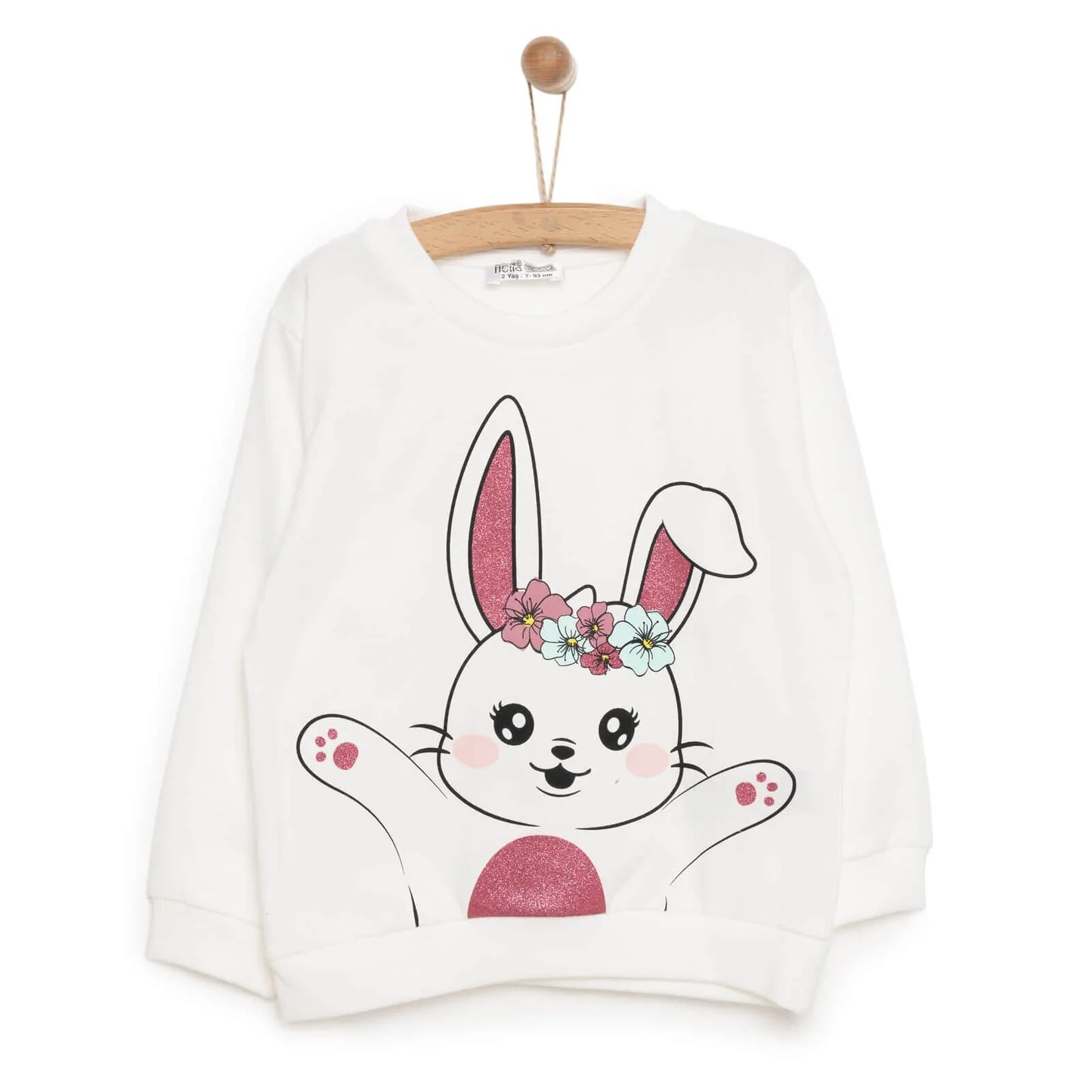 HelloBaby Baby Girl Rabbit Printed Sweatshirt - Ecru