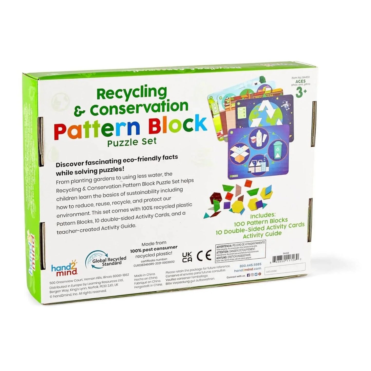 hand2Mind Recycling & Conservation Pattern Block Puzzle Set