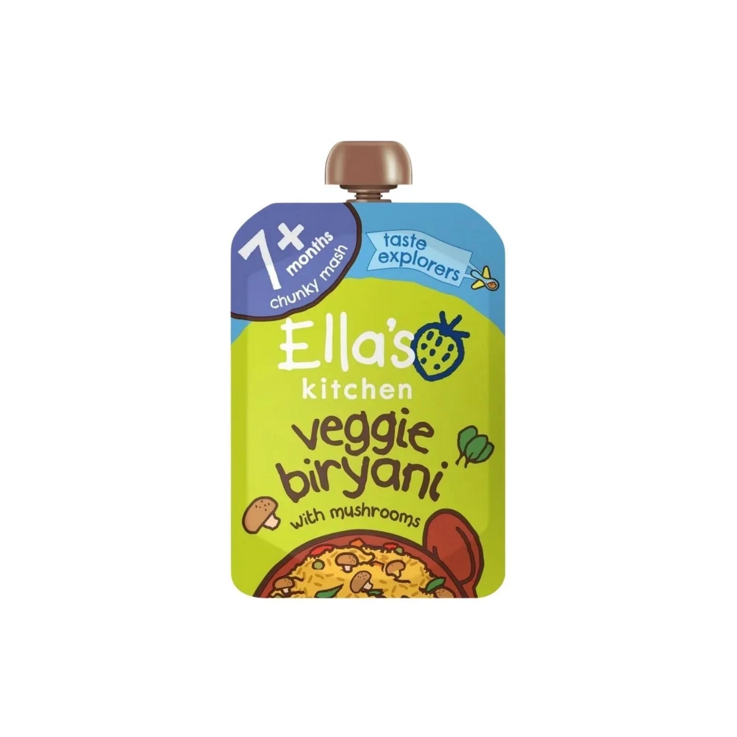 Ella's Kitchen Veggie Biryani with Mushrooms Baby Food Pouch 7+ months 130g