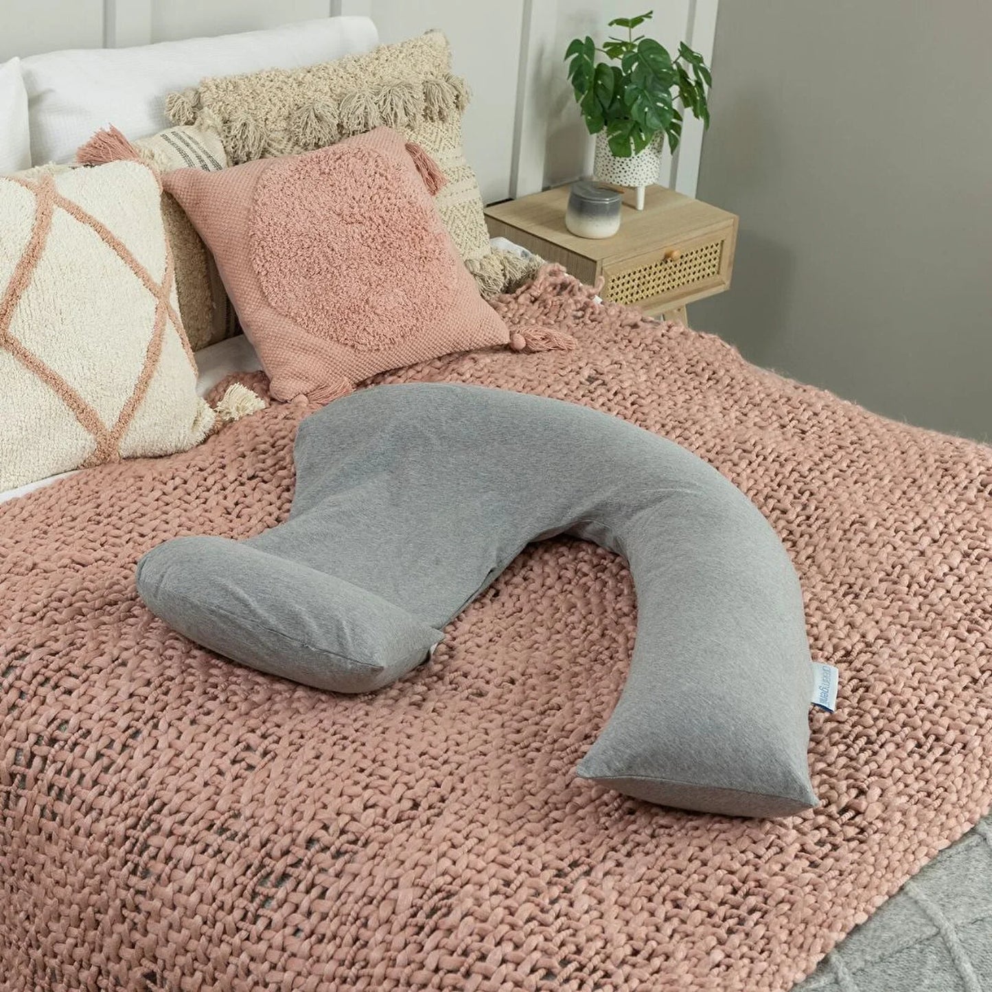 Dreamgenii Support and Feeding Pillow Spare Cover  - Grey Marl Cotton Jersey