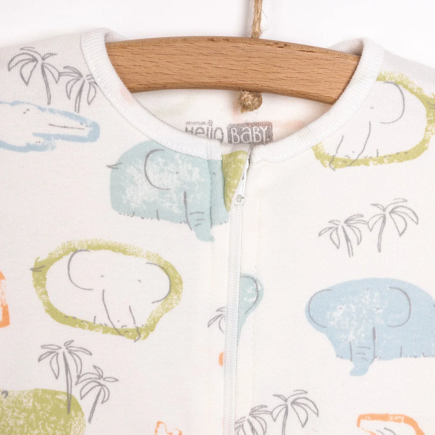 HelloBaby Newborn Boy Footed Jumpsuit - Ecru