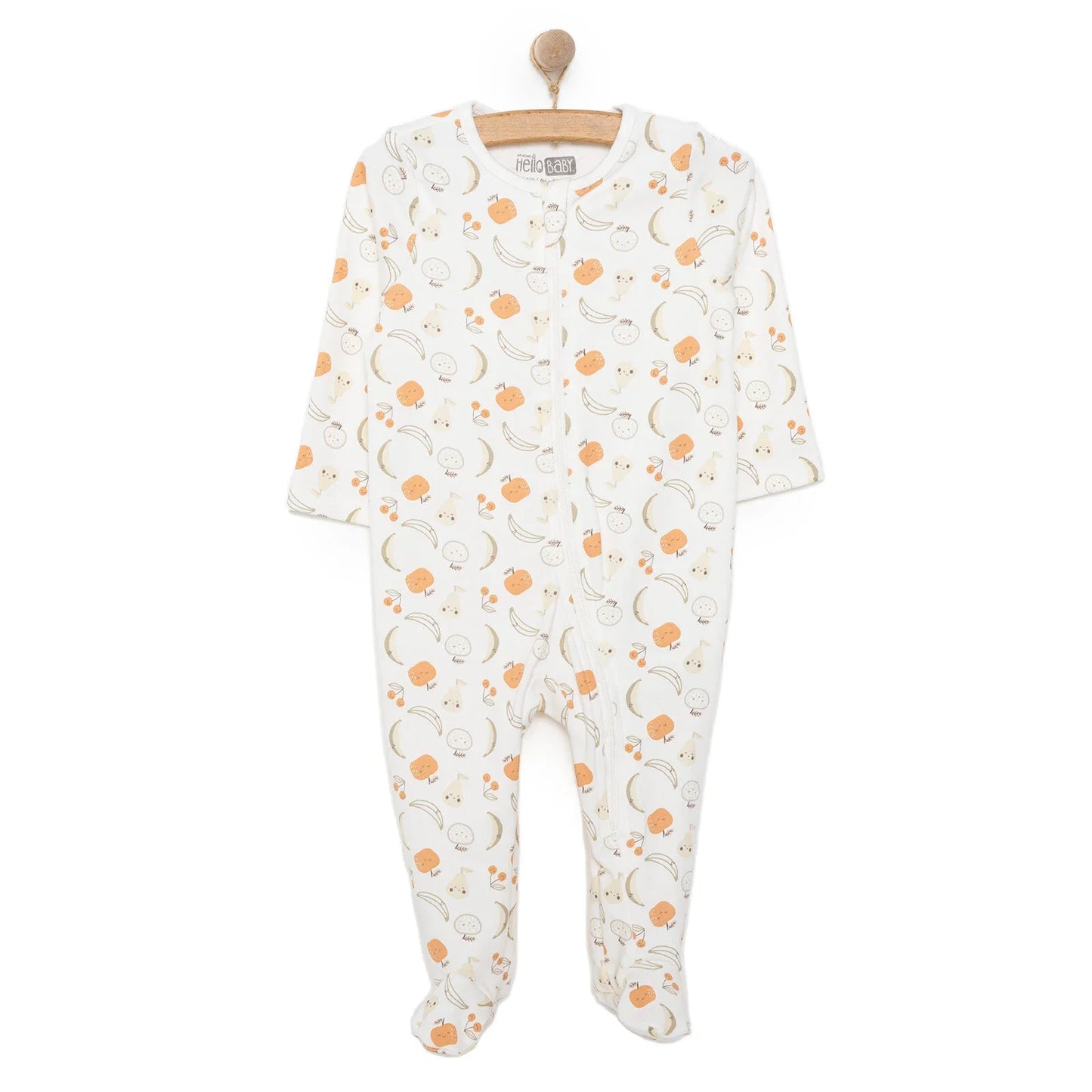HelloBaby Newborn Girl Organic Footed Jumpsuit - Ecru