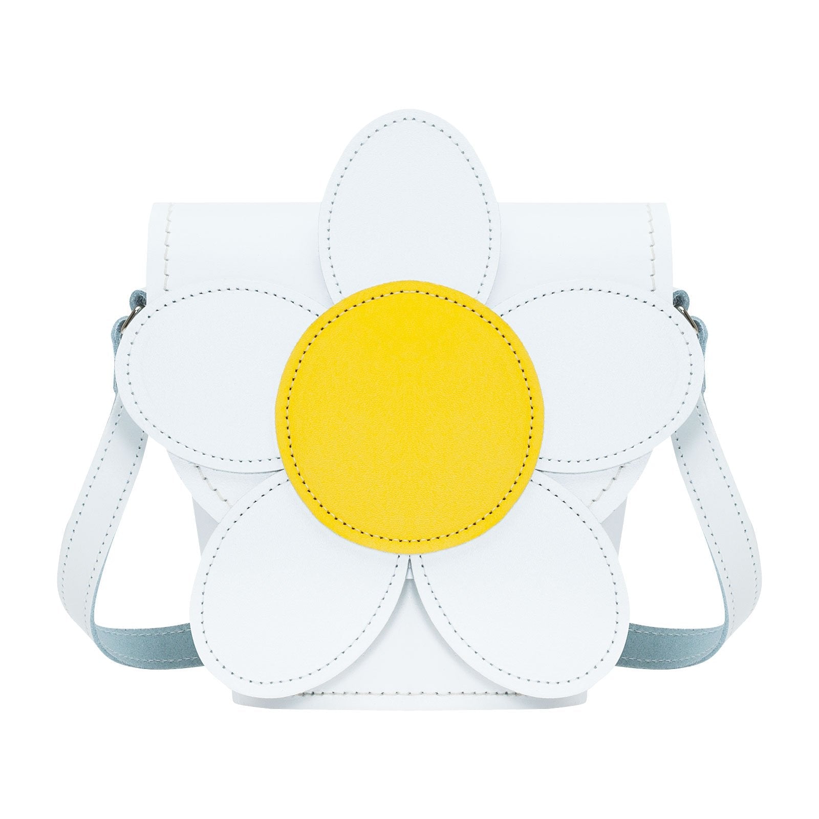 Handmade Leather Daisy Barrel Bag - White-0