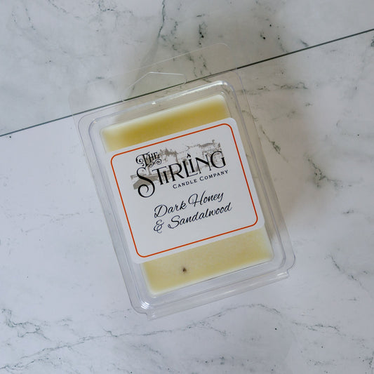 Dark Honey & Sandalwood - Wax Melt Clamshell - mezetto Shopify Collective The Stirling Candle Company