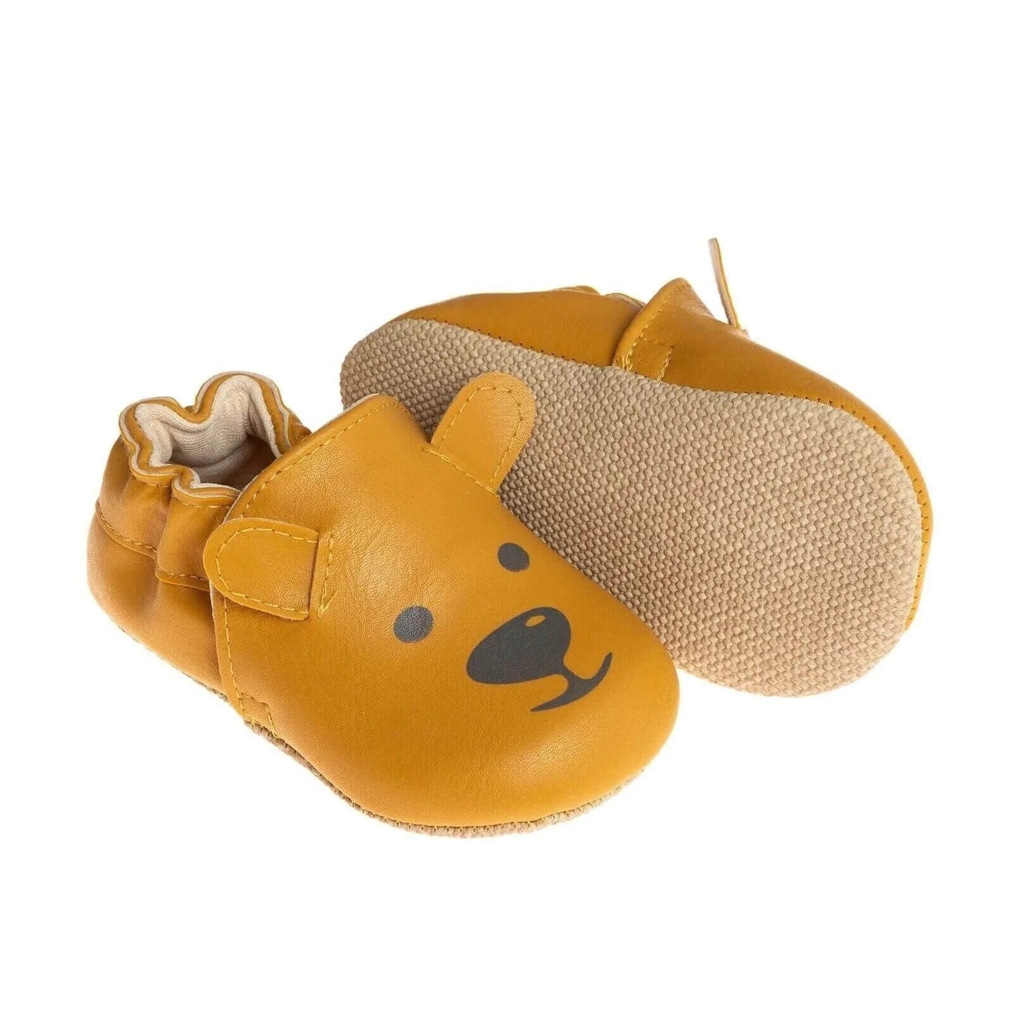 Papulin Unisex Bear Patterned Booties - Ginger