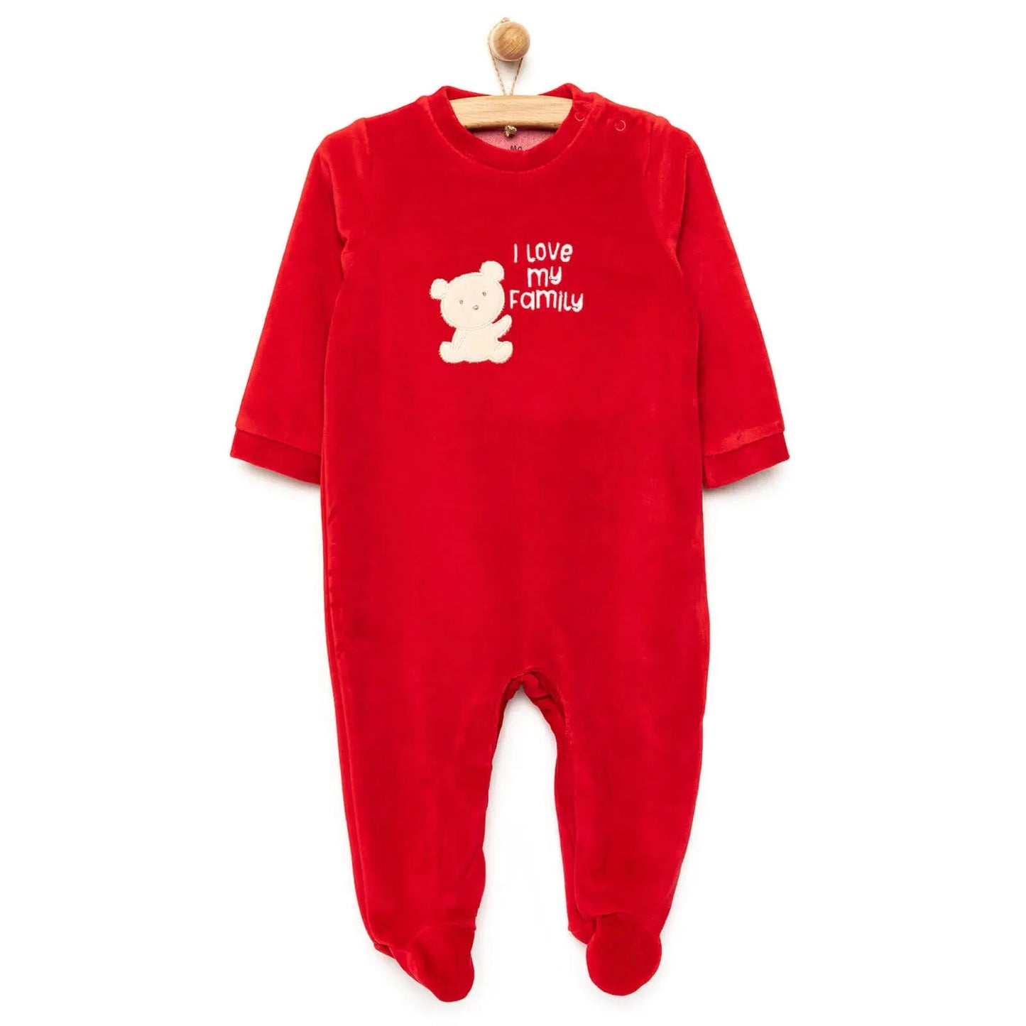 Ma Douce Newborn Velvet Footed Jumpsuit - Red