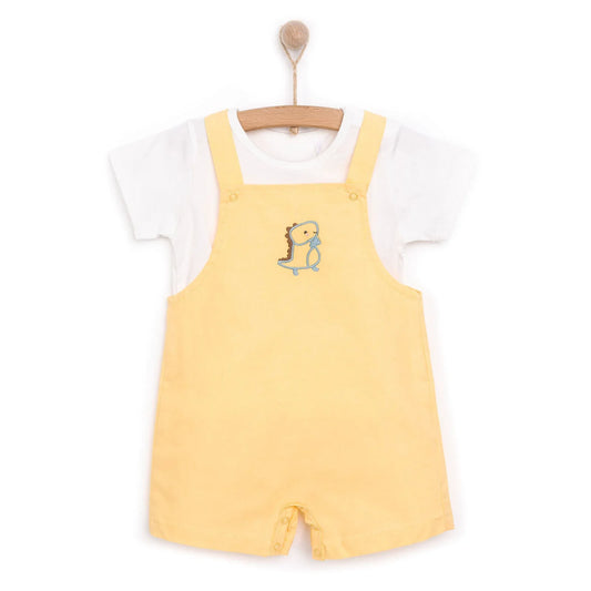 HelloBaby Boy Overall Shorts-T-shirt - Yellow