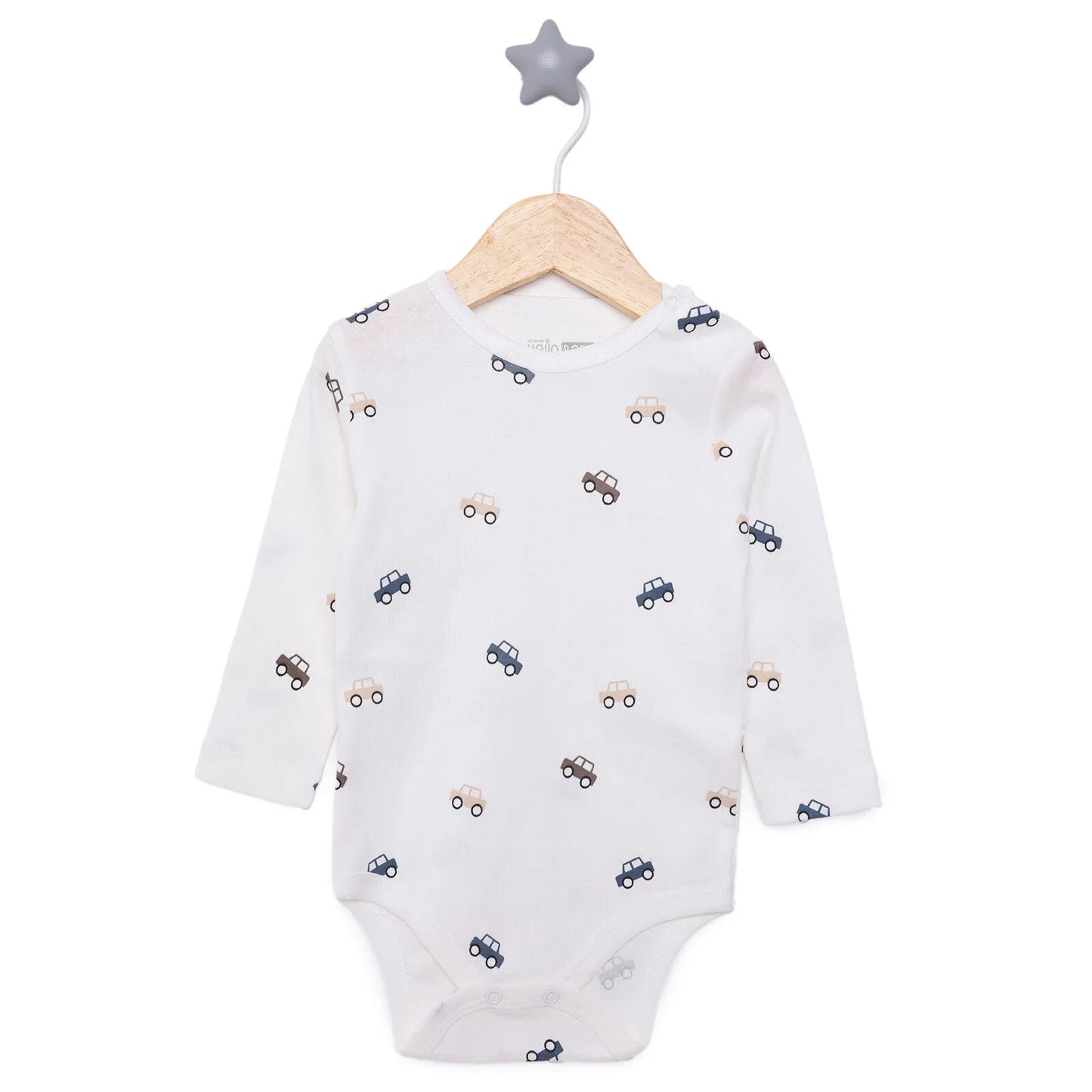 HelloBaby Boy Long Sleeve Bodysuit - Ecru