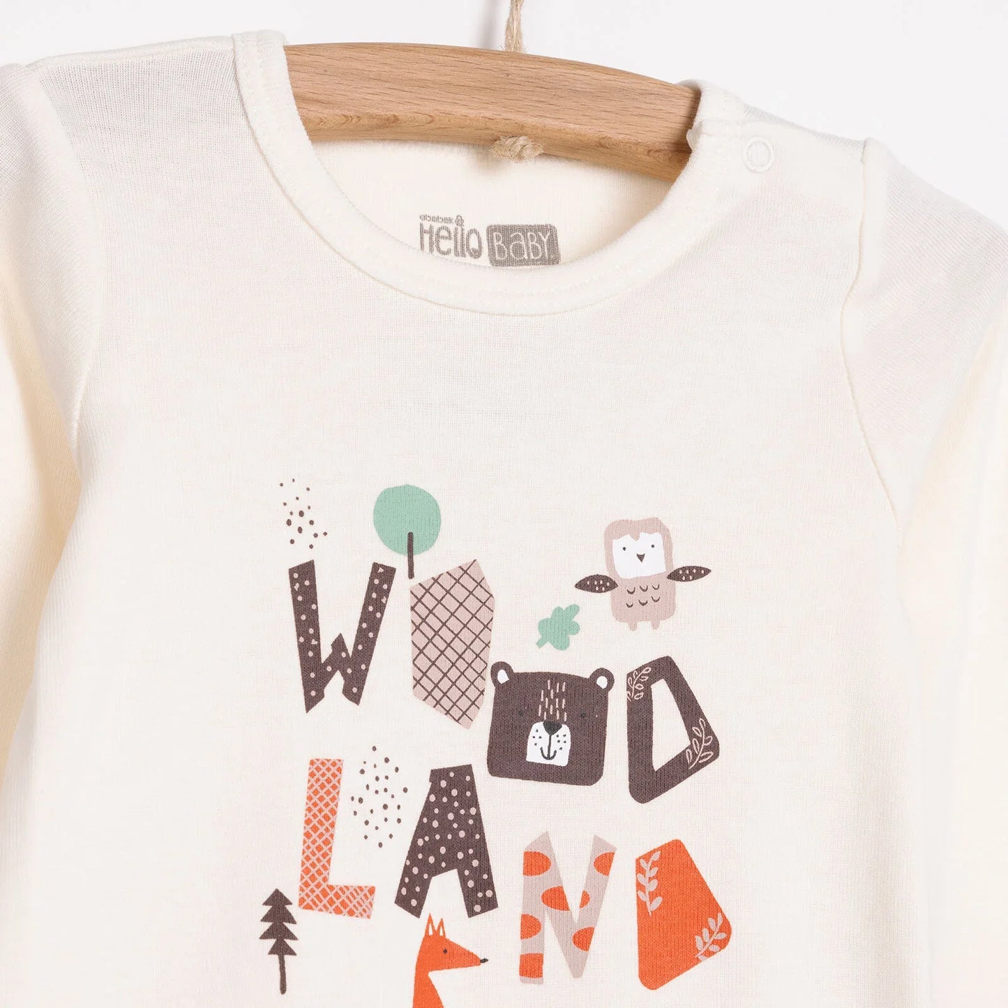 HelloBaby Boy 2-Pack Long Sleeve Bodysuit - Beige