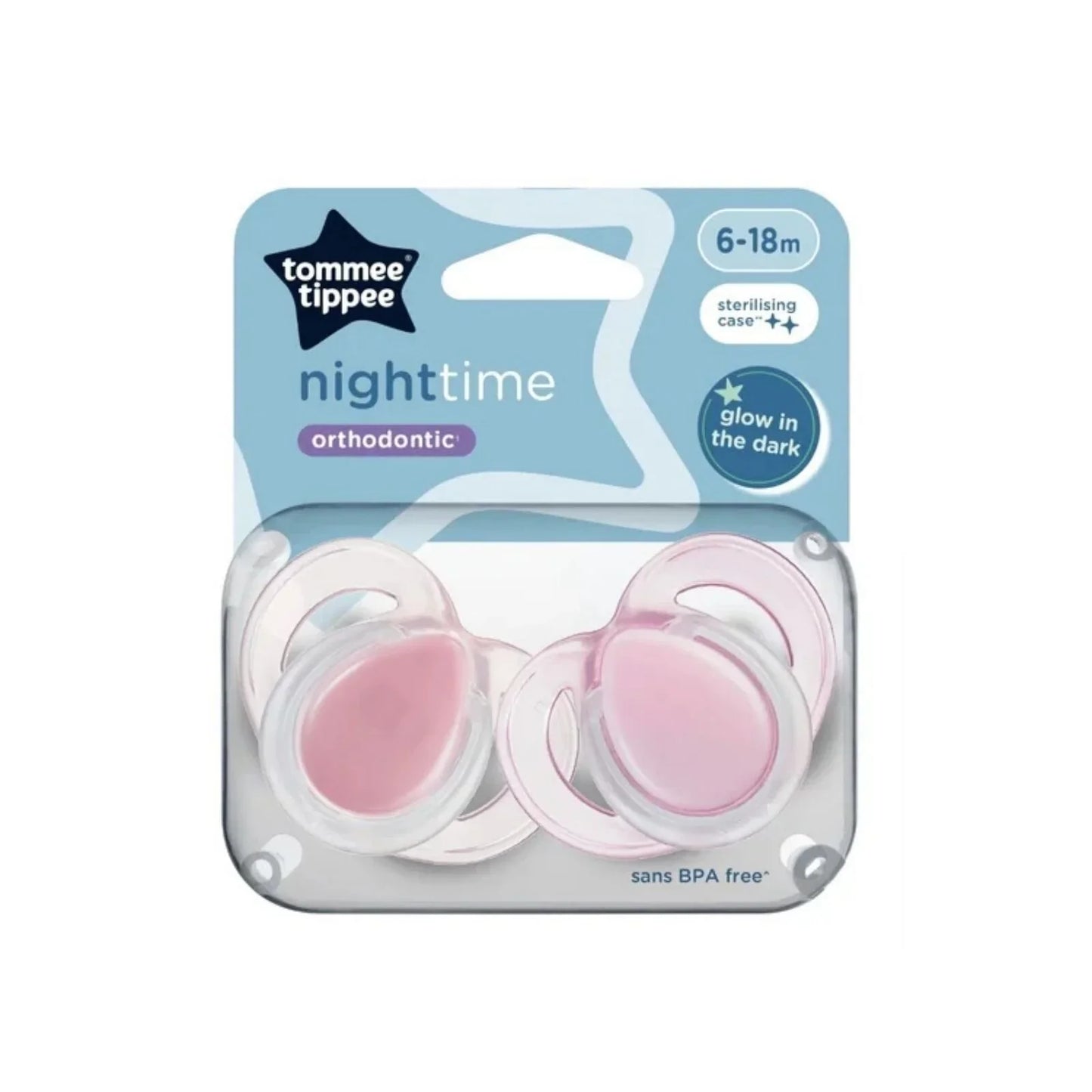 Tommee Tippee Night Time Soother 6-18 months Pack of 2 Assorted