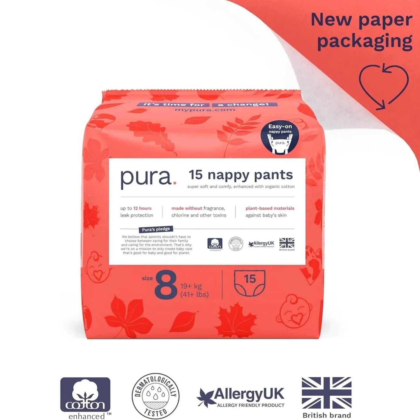 Pura Eco Nappy Pants Size 8 - 15 nappies