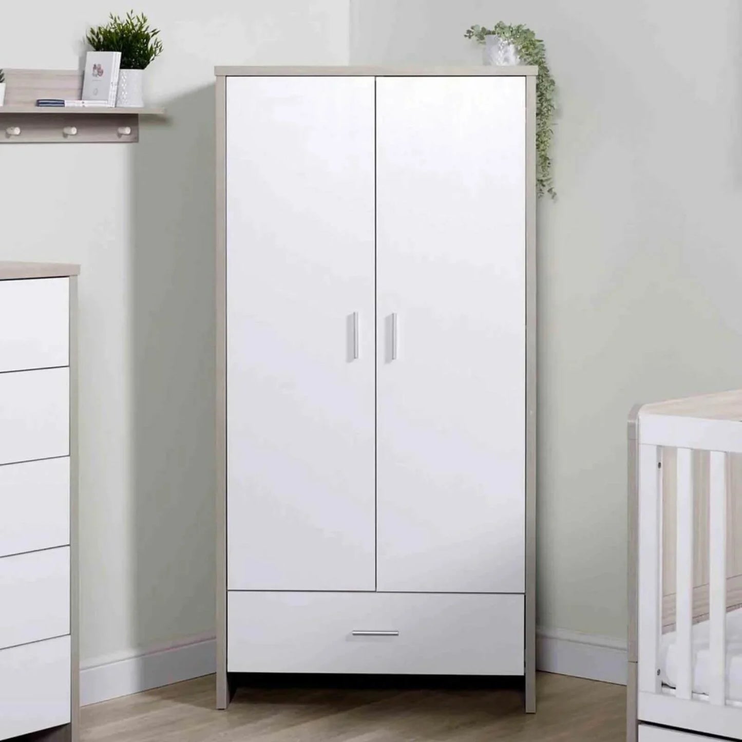 Ickle Bubba Pembrey Wardrobe - Ash Grey & White