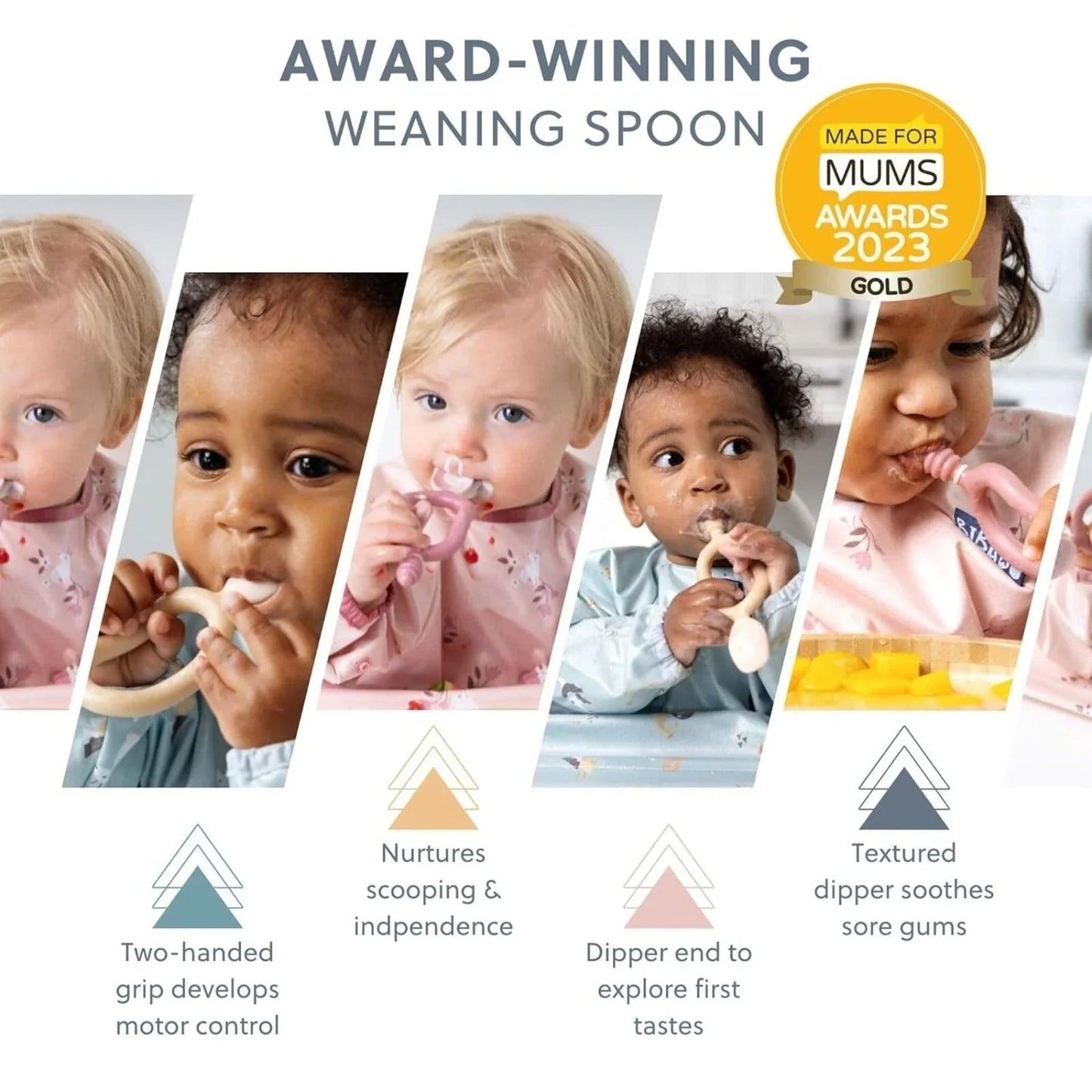 Bibado Dippit Baby Weaning Spoons 6+ months Pack of 2 - Fawn