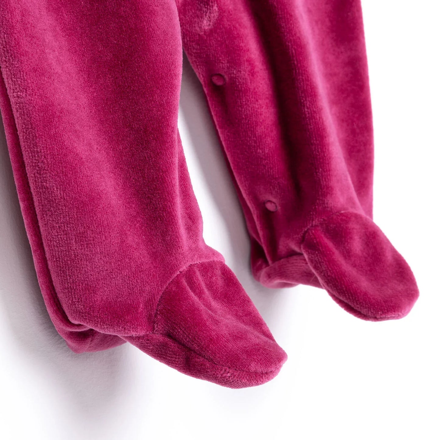 HelloBaby Newborn Unisex Embroidered Velvet Jumpsuit - Fuchsia