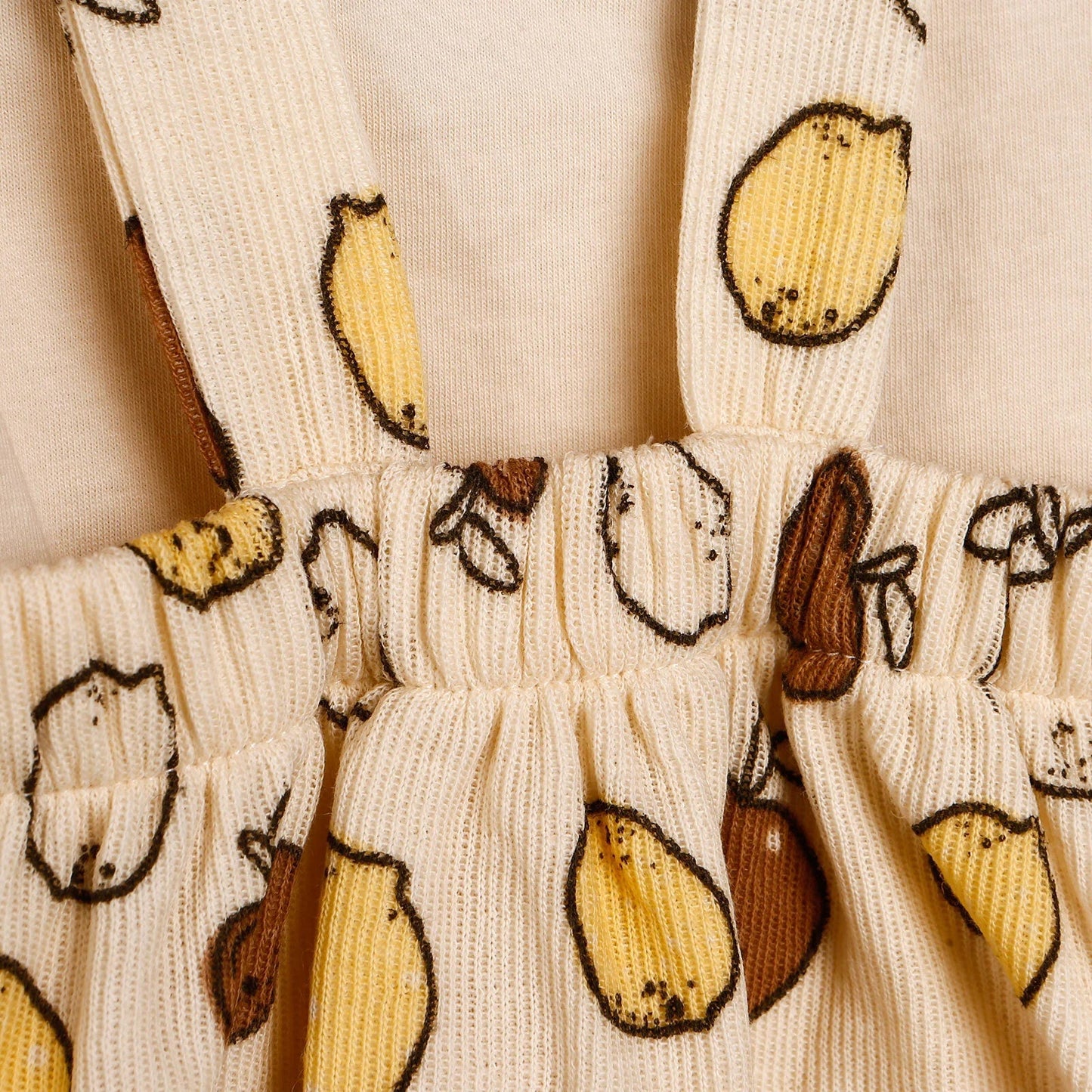 Newborn Bebbek Fruits Printed Dress - Ecru