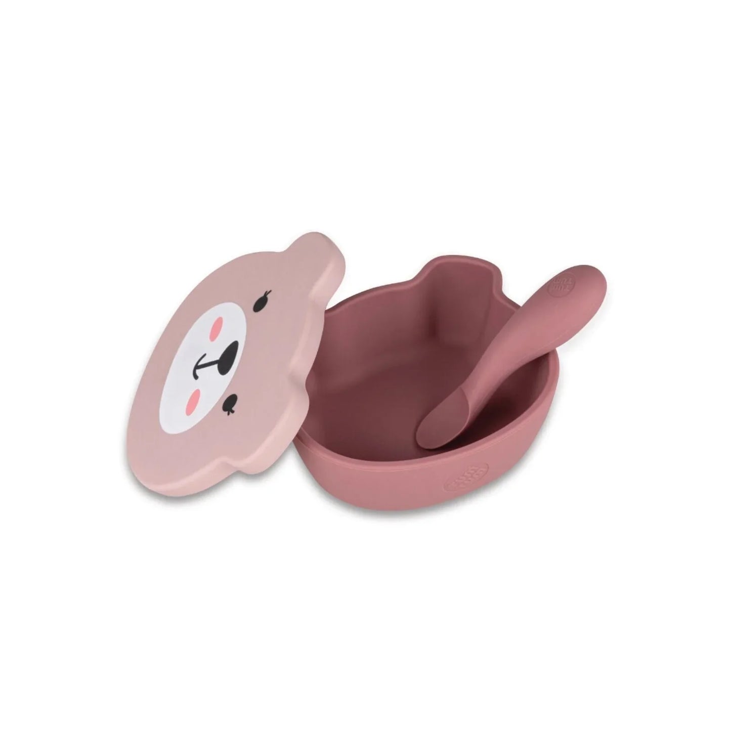 TUM TUM Silicone Weaning Bowl & Spoon Set Betsy Bear - Pink