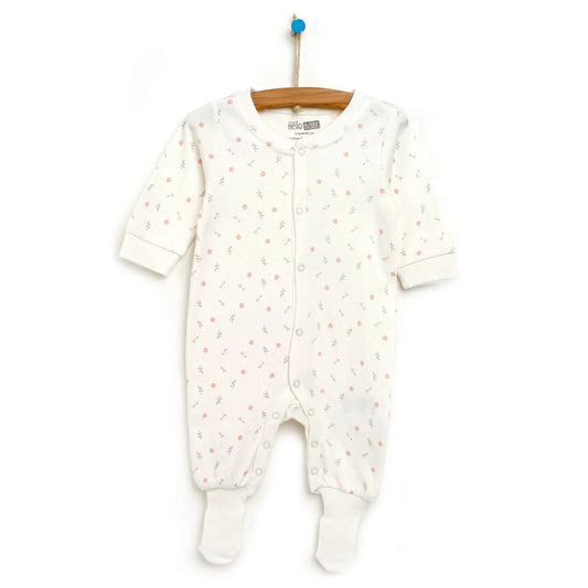 HelloBaby Newborn Baby Girl Footed Jumpsuit - White