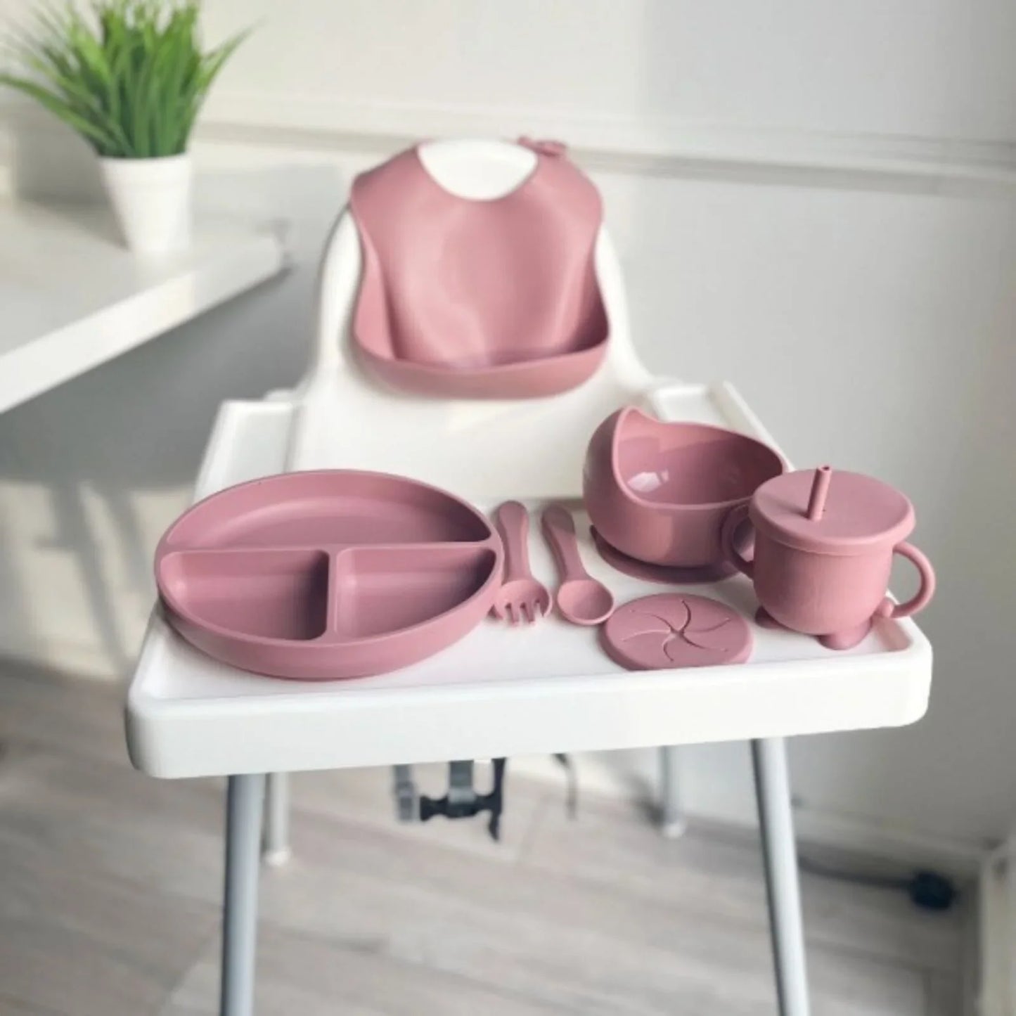 BLW Essentials Silicone Feeding Set - Dusty Rose