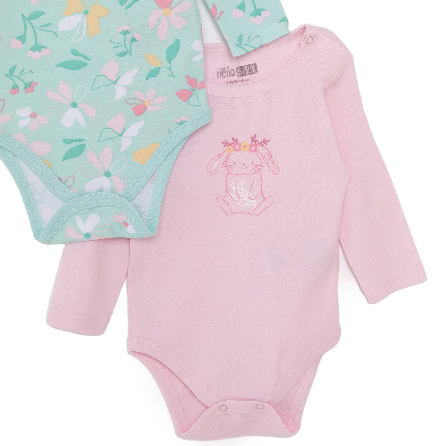 HelloBaby Girl 2-Pack Long Sleeve Bodysuit - Light Pink