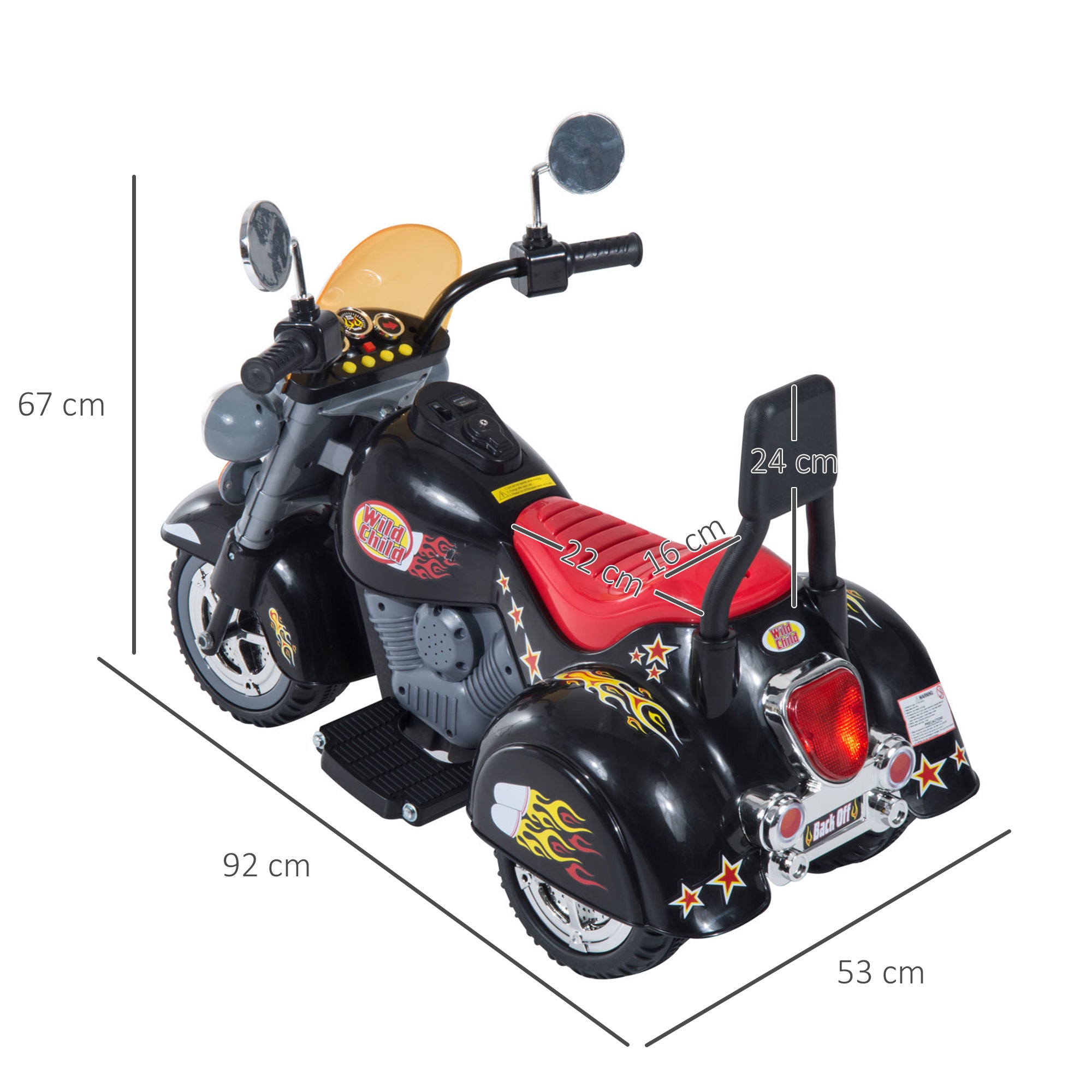 HOMCOM Electric Motorbike for Kids 6V Battery Powered Ride On Motorcycle with Lights and Sounds for 3-6 Years, Black-1