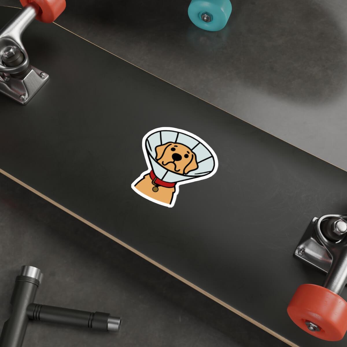 Dog Cone Cartoon Sticker – Golden Retriever Design - mezetto KEOLIX KEOLIX