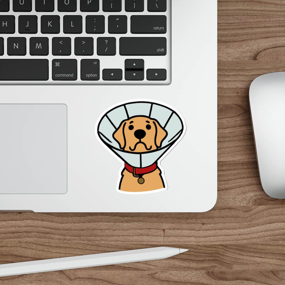 Dog Cone Cartoon Sticker – Golden Retriever Design - mezetto KEOLIX KEOLIX