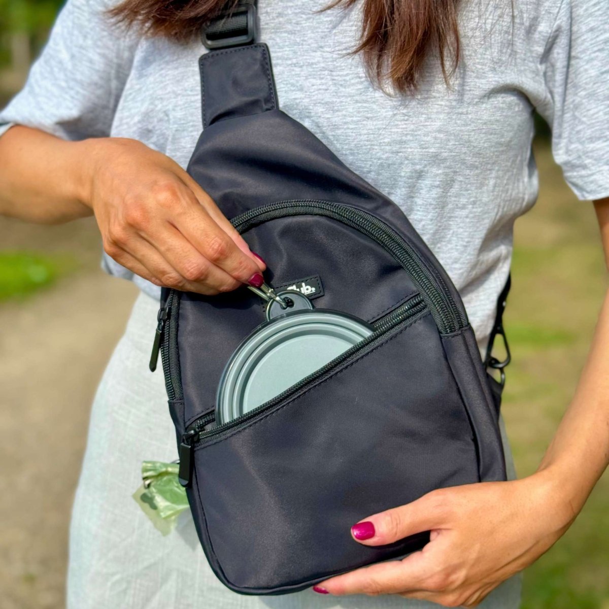 Dog Walking Sling Backpack - Black - mezetto PupClub Couture PupClub Couture