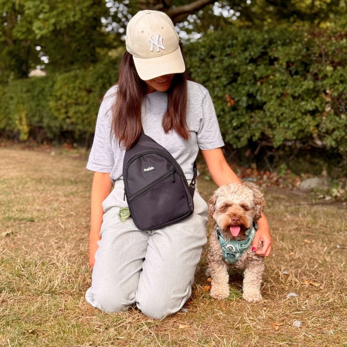 Dog Walking Sling Backpack - Black - mezetto PupClub Couture PupClub Couture