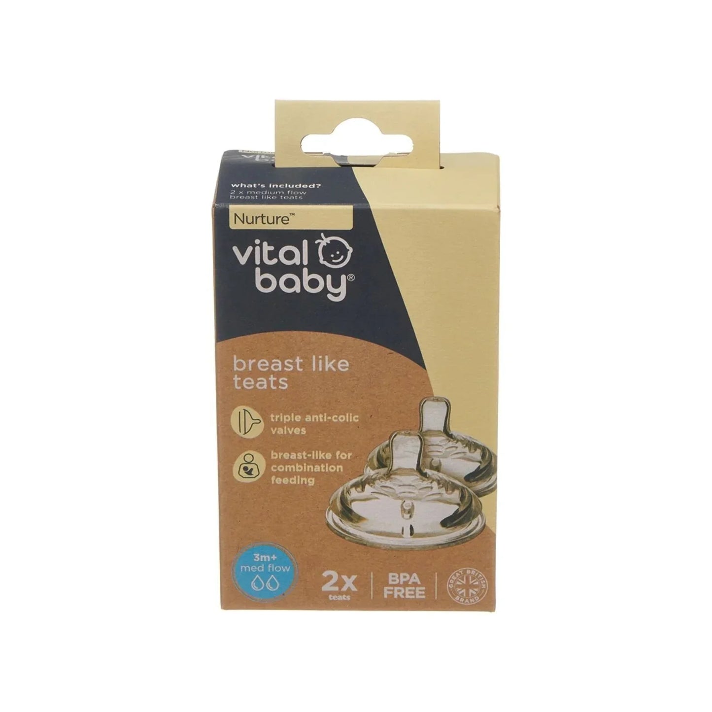 Vital Baby Nurture Breast Like Teats Medium Flow Pack of 2