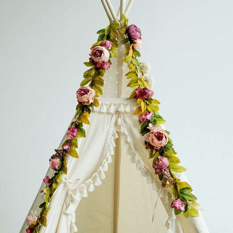 MINICAMP Pfingstrosen-Blumengirlande für Tipi &amp; Kinderzimmer-Dekor | LANG