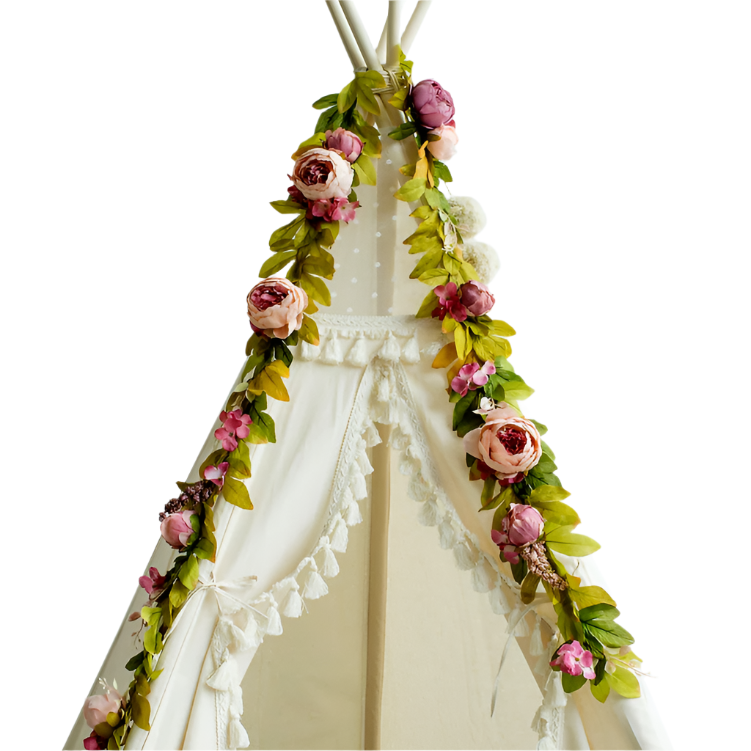 MINICAMP Pfingstrosen-Blumengirlande für Tipi &amp; Kinderzimmer-Dekor | LANG