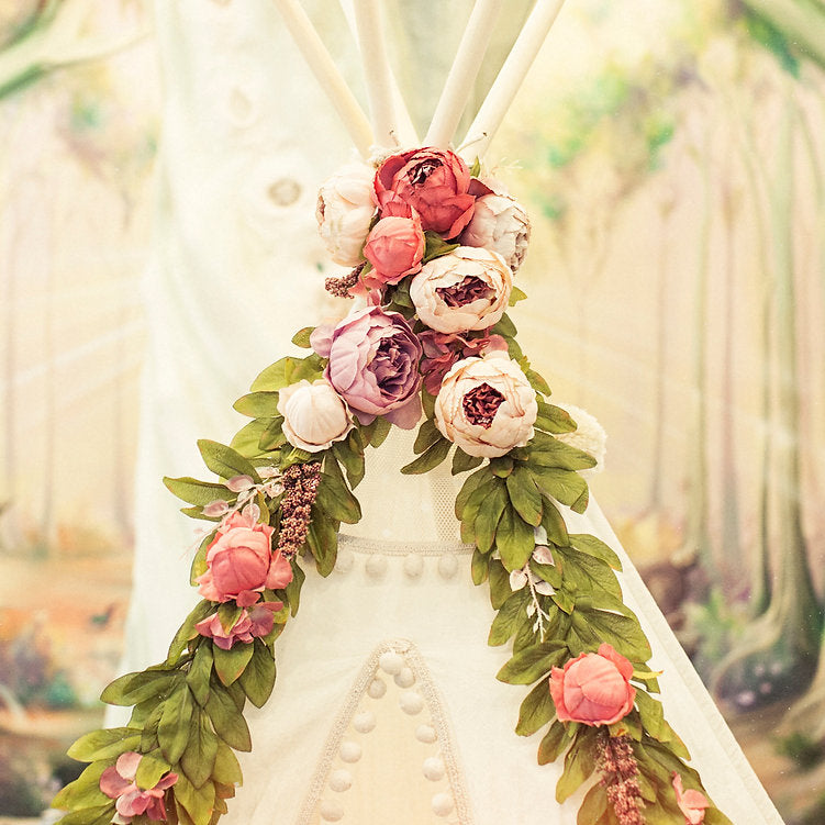 MINICAMP Pfingstrosen-Blumengirlande für Tipi &amp; Kinderzimmer-Dekor | LANG