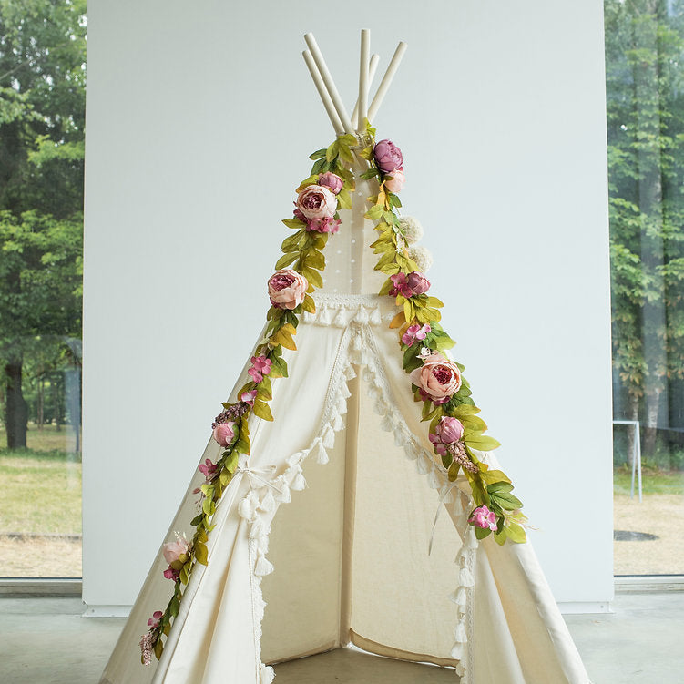 MINICAMP Pfingstrosen-Blumengirlande für Tipi &amp; Kinderzimmer-Dekor | LANG