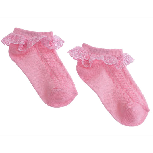 HelloBaby Girl Socks with Lace - Pink