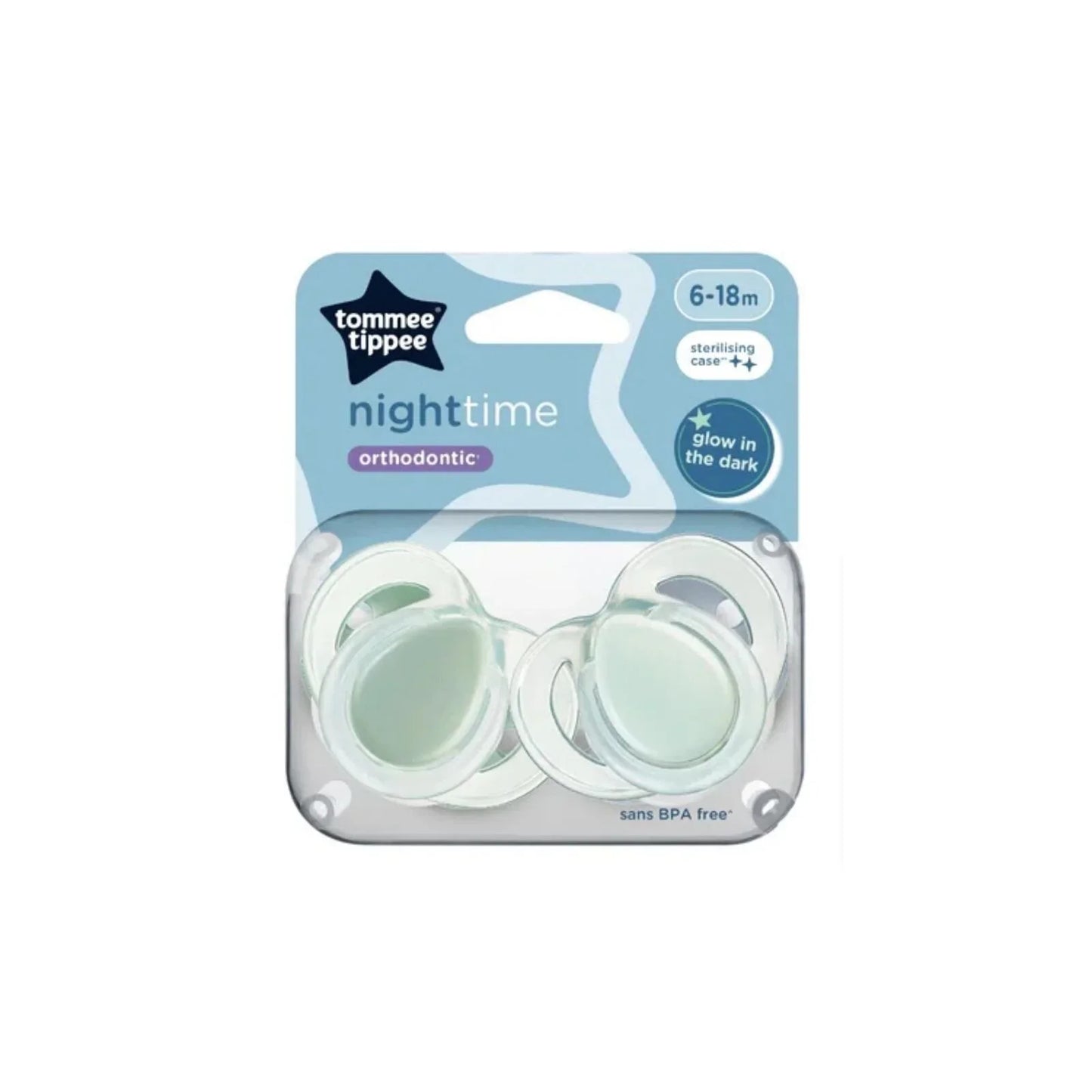 Tommee Tippee Night Time Soother 6-18 months Pack of 2 Assorted