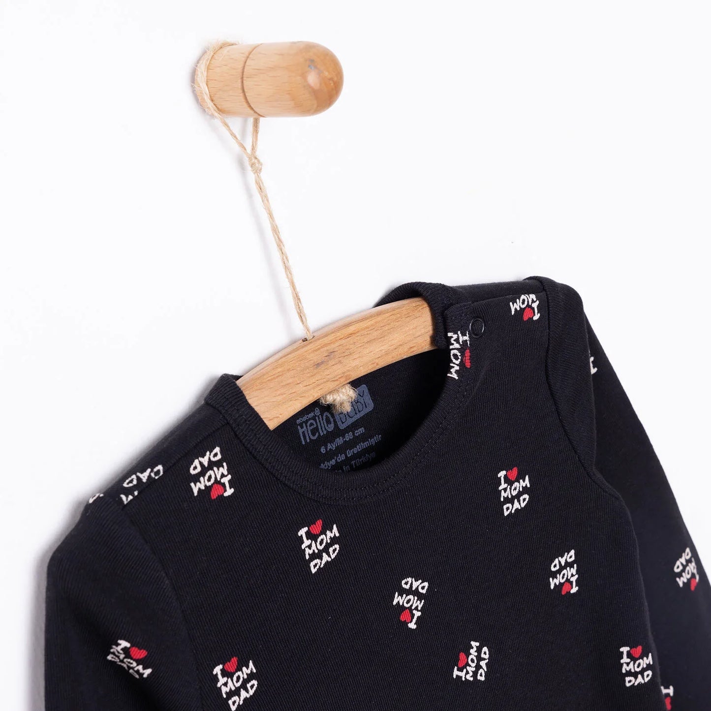 HelloBaby Unisex Long Sleeve Bodysuit - Black