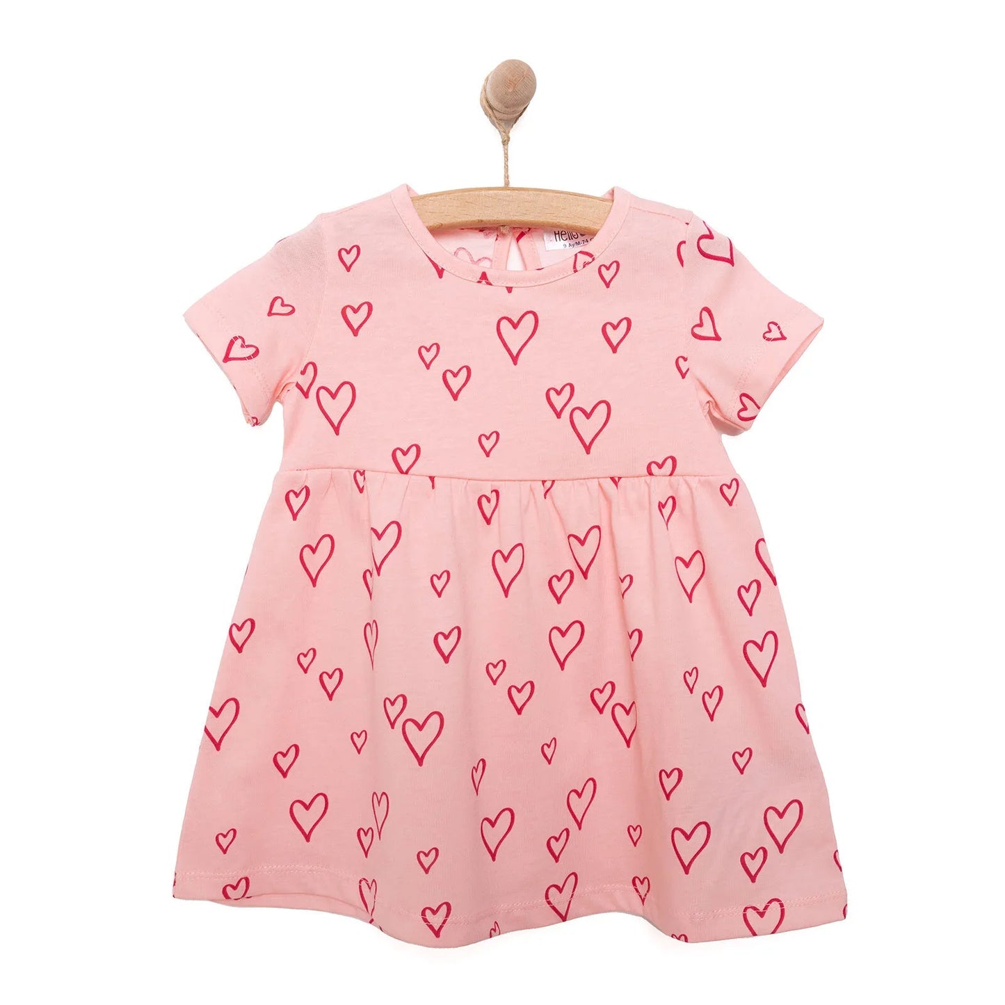 HelloBaby Basic Girl Heart Patterned Dress - Light Pink