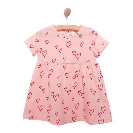 HelloBaby Basic Girl Heart Patterned Dress - Light Pink