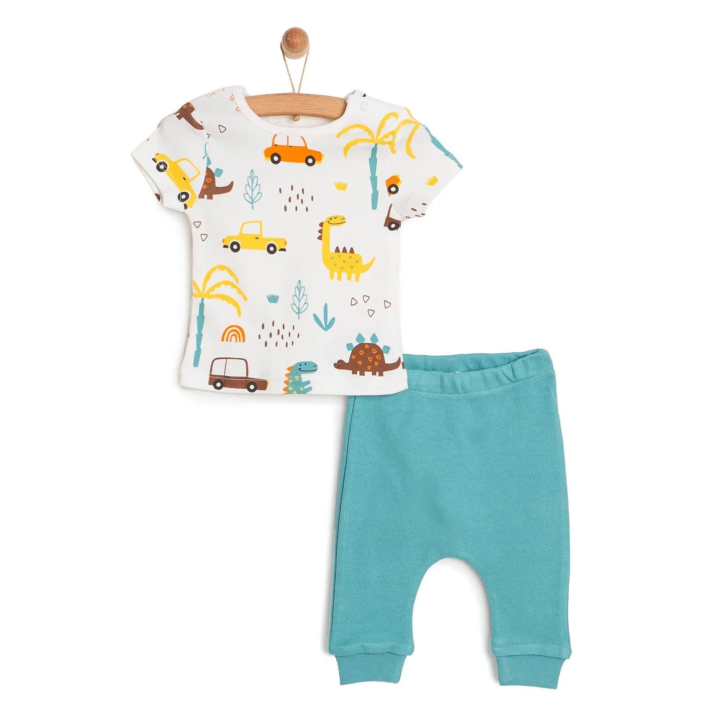 HelloBaby Newborn Baby Boy T-shirt - Footless Bottom - Green