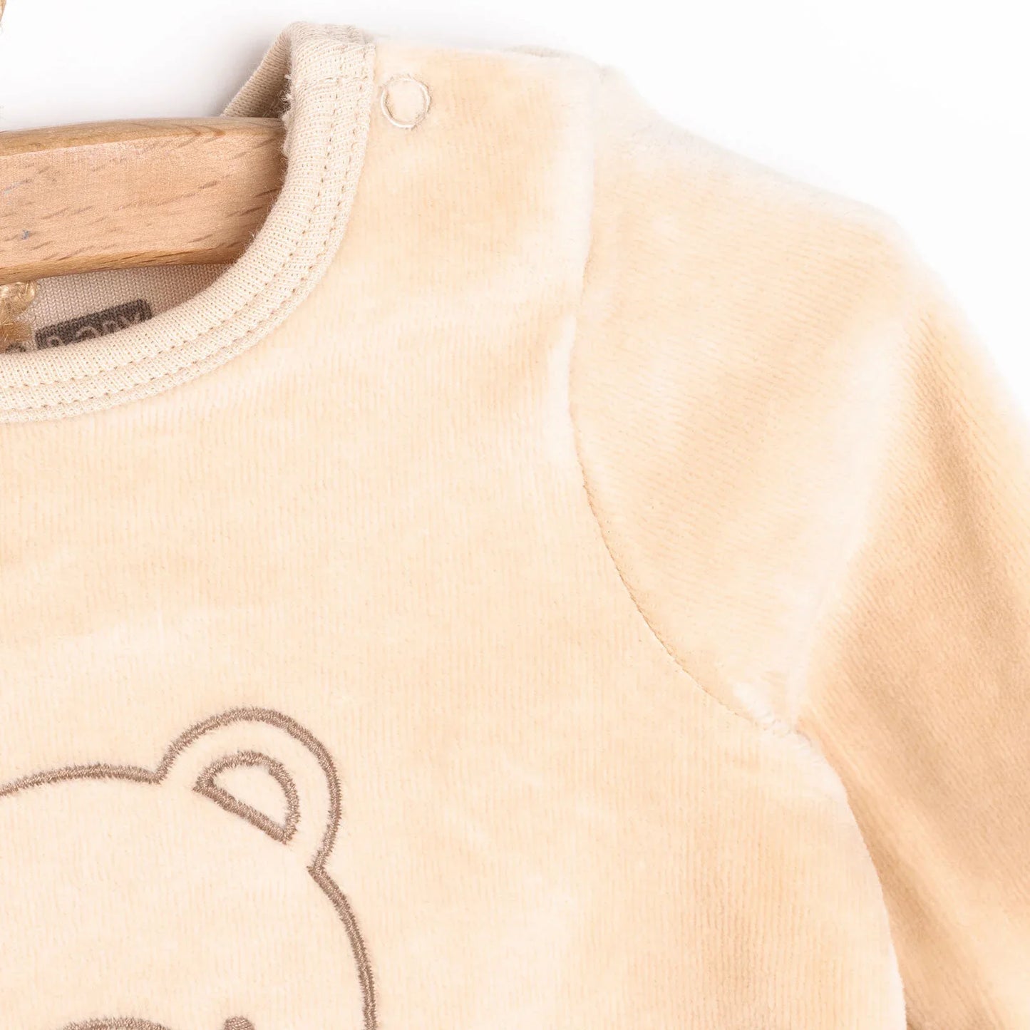 HelloBaby Newborn Boy Embroidered Velvet - Light Brown