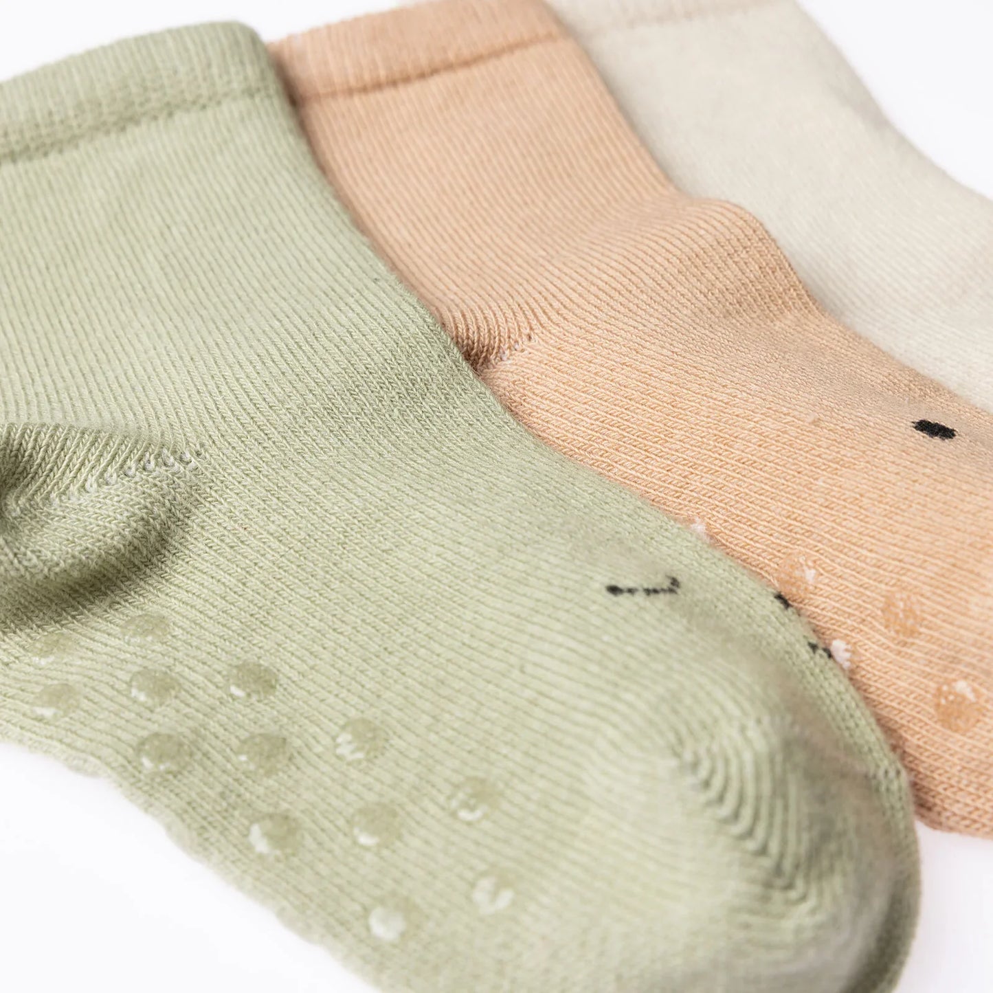 HelloBaby Boy Non-Slip Baby Socks 3 Pack - Beige