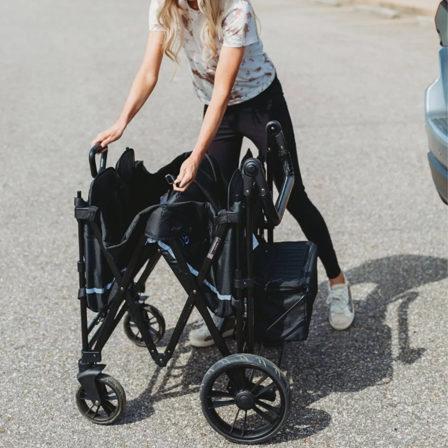 Wonderfold X4 Push & Pull Quad Stroller Wagon - Pitch Black