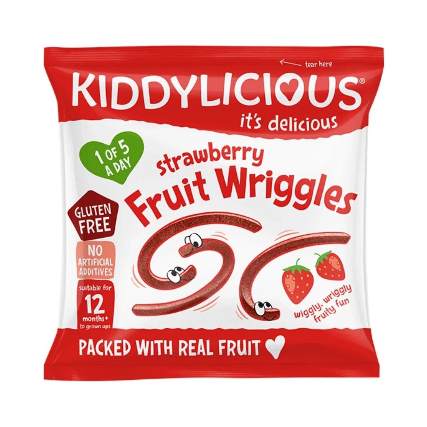 Kiddylicious Strawberry Fruit Wriggles Multi 12+ months 48g (4x12g)