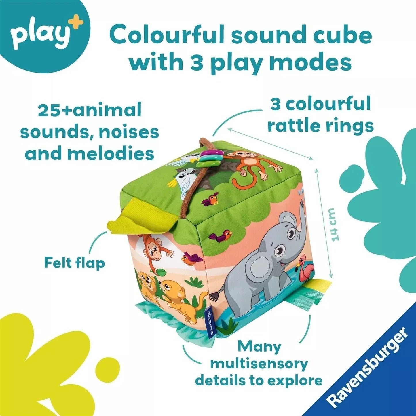 Play+ Roll & Play Sound Cube Wild Animals