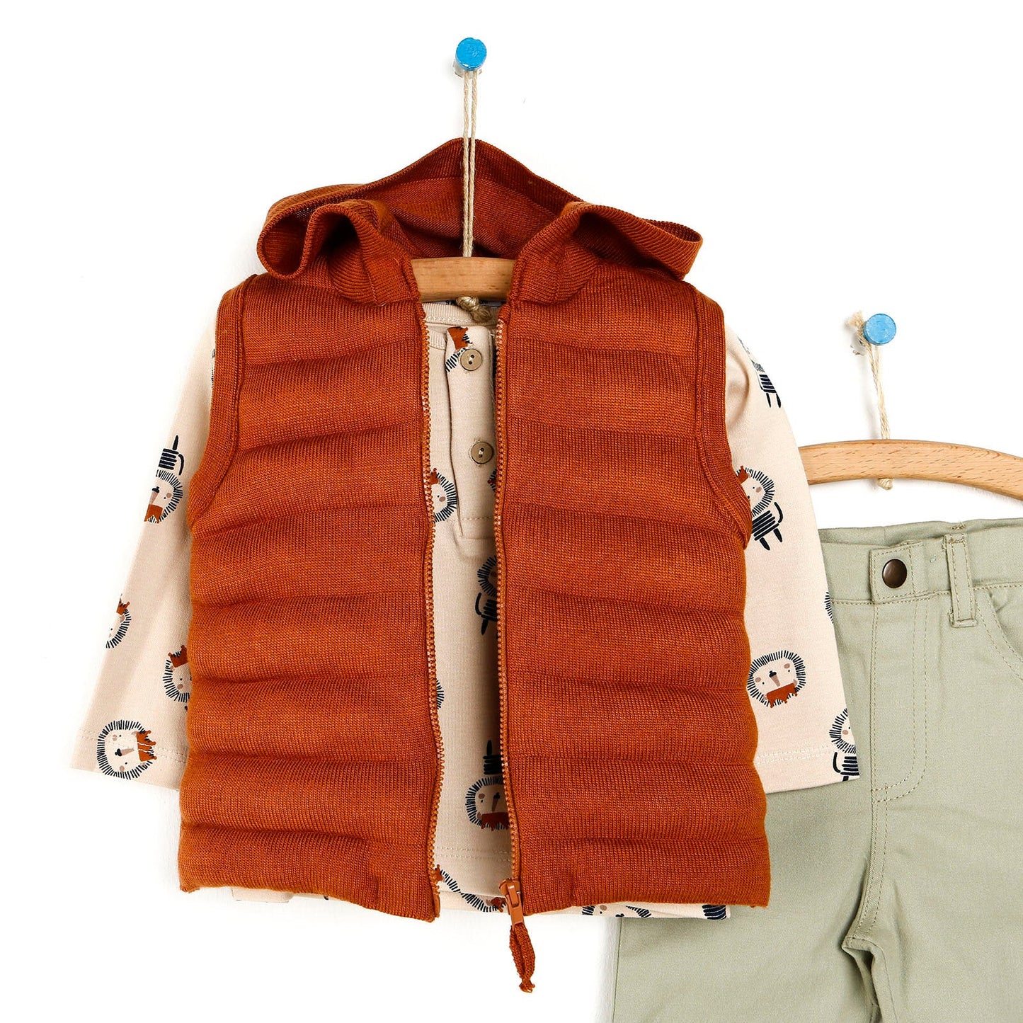 HelloBaby Sweatshirt-Vest-Bottom - Brown