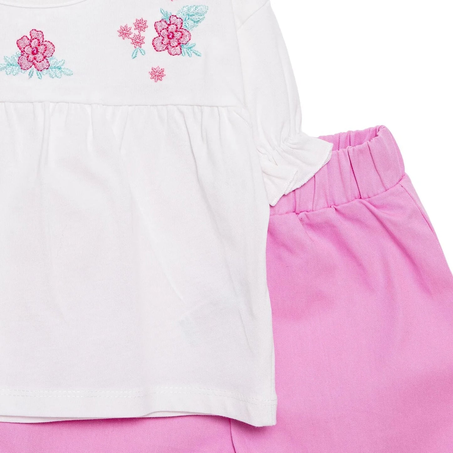 HelloBaby Little Blooms Girl T-shirt & Short - Ecru