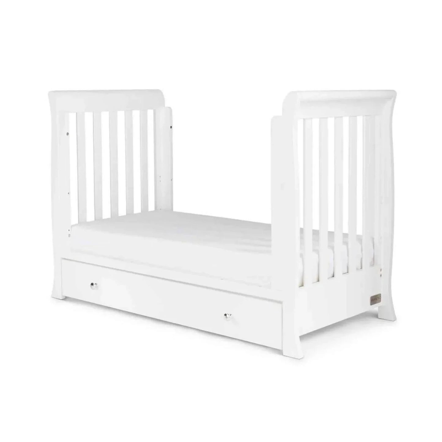 Ickle Bubba Snowdon Mini Cot Bed White - Premium Pocket Sprung Mattress