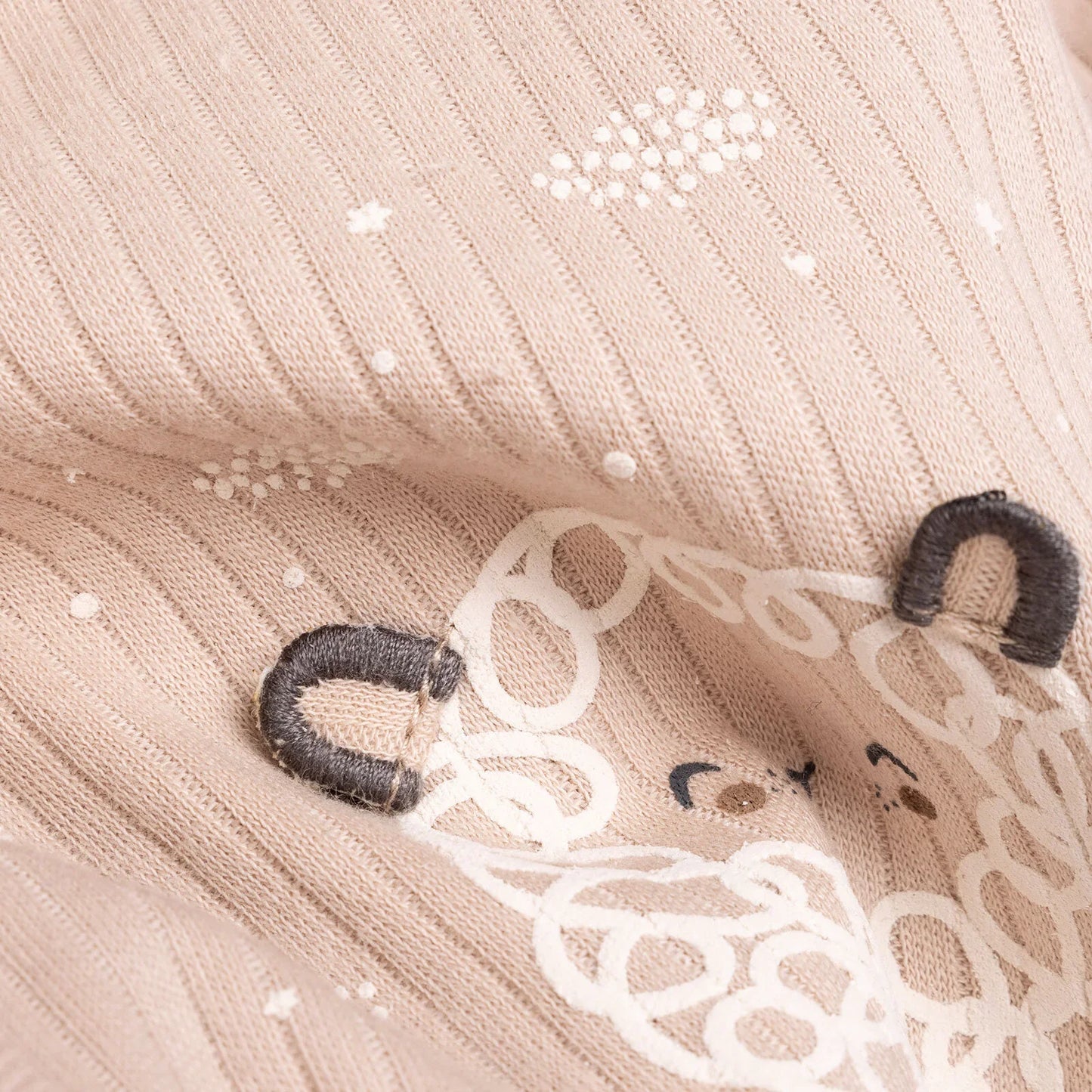 Bebetto Newborn Baby Girl Top-Footed Jumpsuit- Hat - Beige