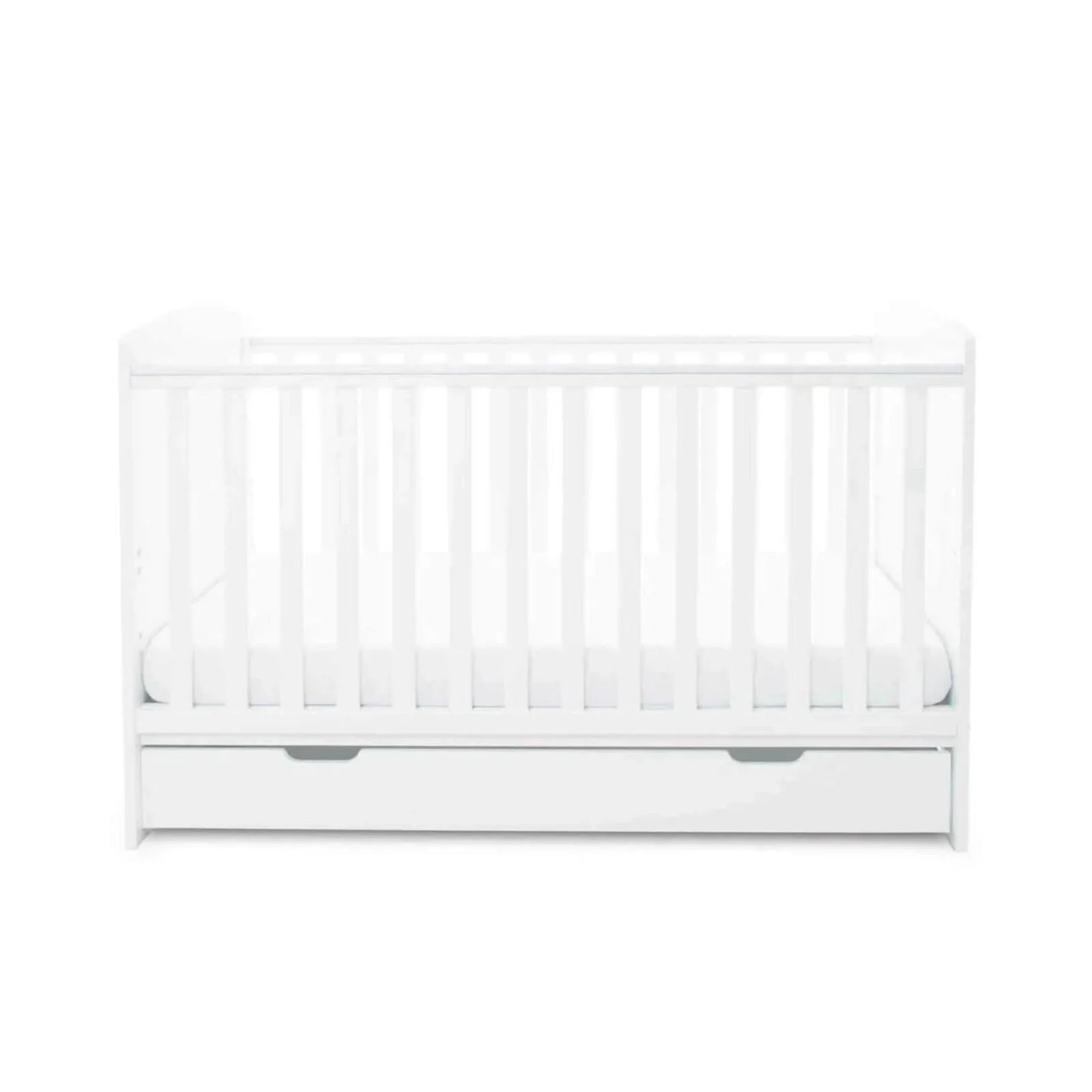 Ickle Bubba Coleby Classic Cot Bed & Under Drawer White - Premium Sprung Mattress