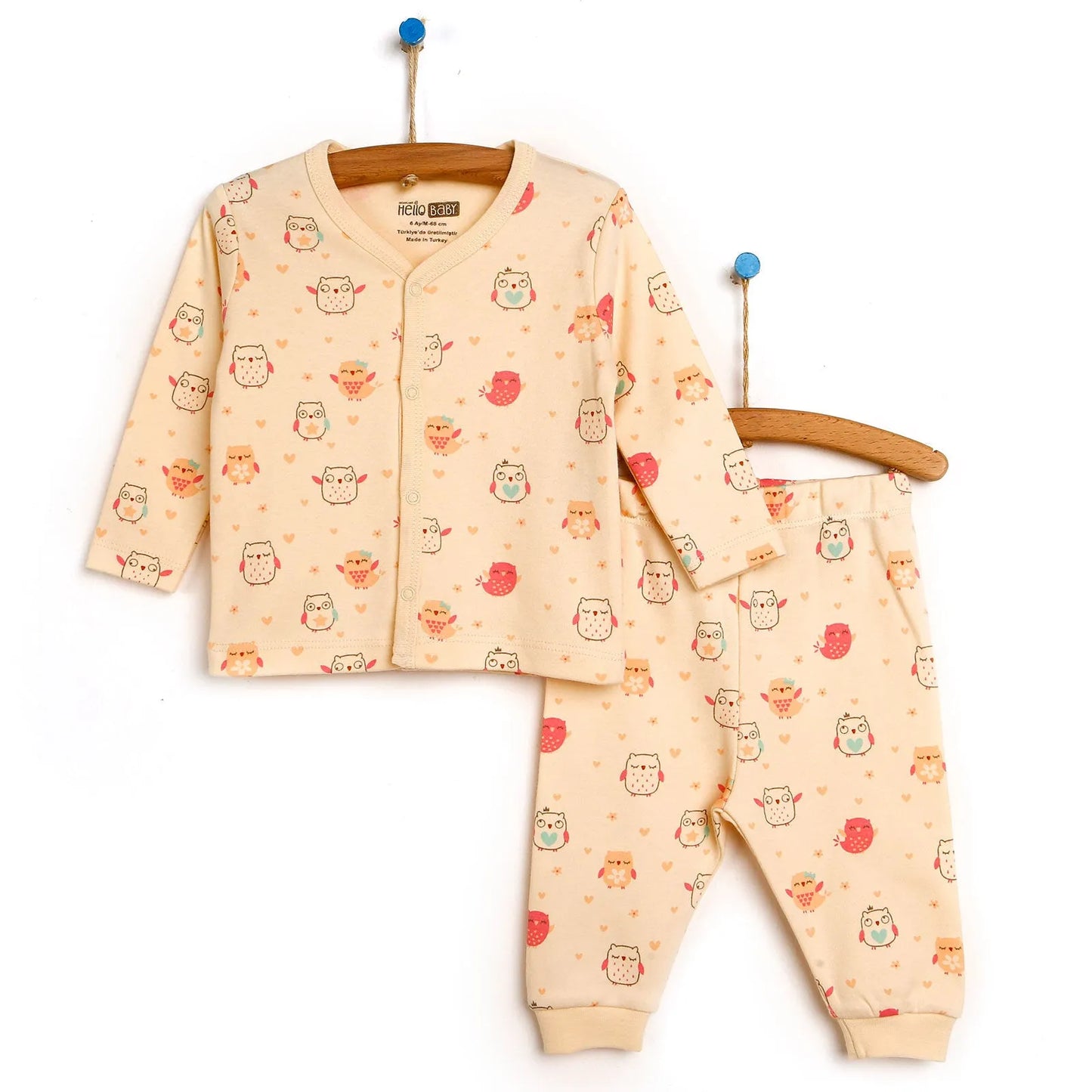HelloBaby Basic Baby Girl Pyjamas Set - Ecru